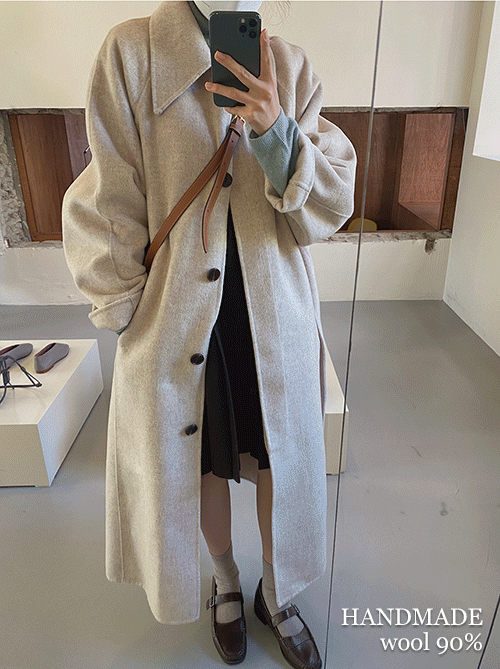 [울 90%, 오트밀/브라운 당일출고] 런던 handmade coat